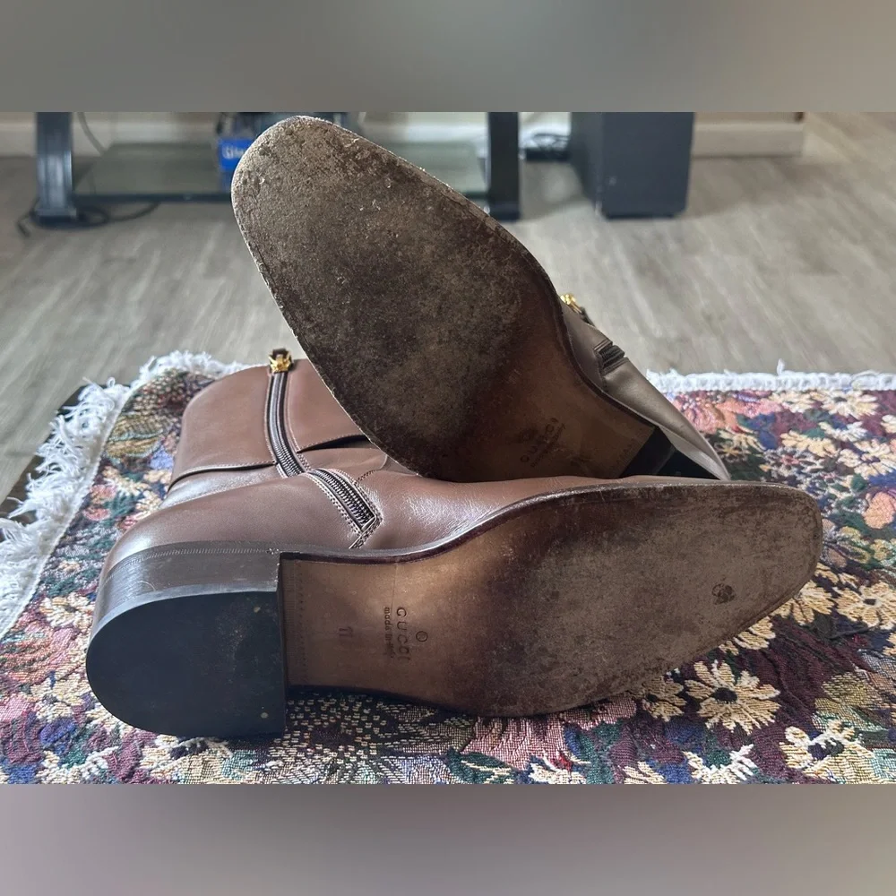 Gucci Horsebit Brown Leather Men’s Ankle Boots Size 11T 12 US - Picture 5 of 12